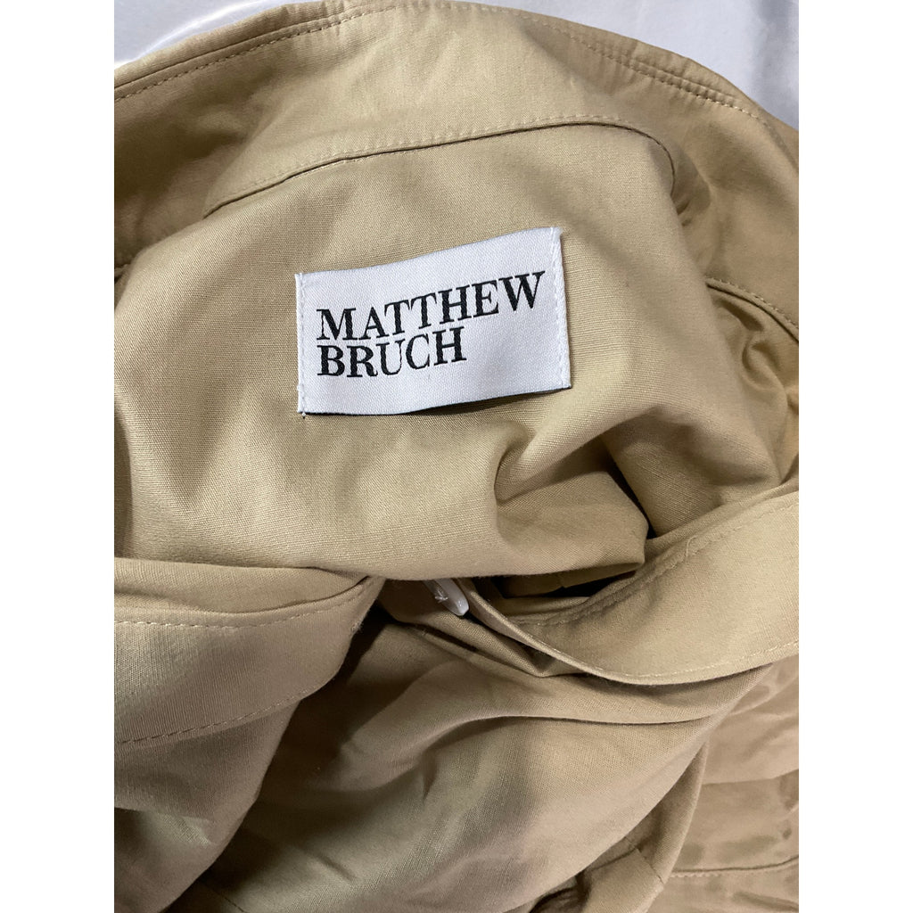 Matthew Bruch Tan Cotton Cutout Mini Shirt Dress Size 2