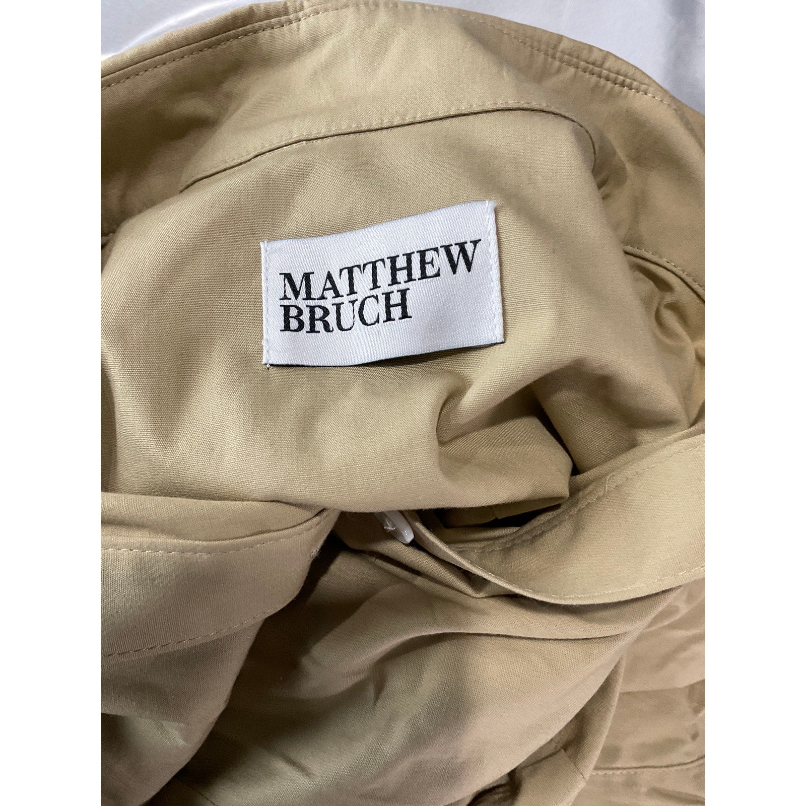 Matthew Bruch Tan Cotton Cutout Mini Shirt Dress Size 2
