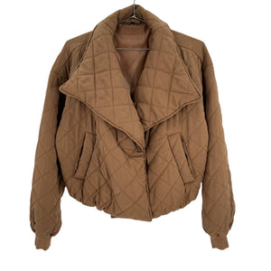 Blank Nyc Quilted Brown Shawl Collar Puffer Jacket Size M