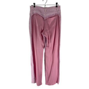 Blumarine Deconstructed Pink Wide Leg Denim Jeans Size 40 IT / US 4 NWT