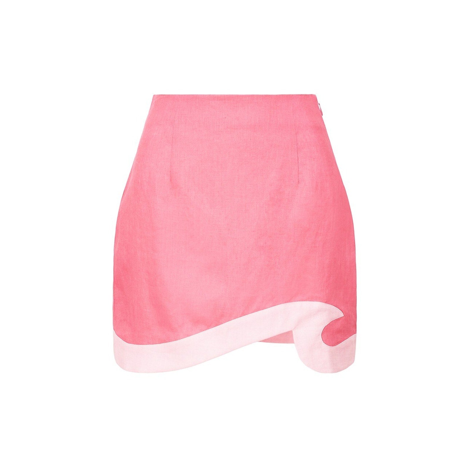 Staud 'Leandro' Pink Linen Two-Tone Linen Miniskirt Size 10