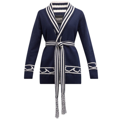 Neiman Marcus Striped Blue White Cap Bf Cardigan Size XS