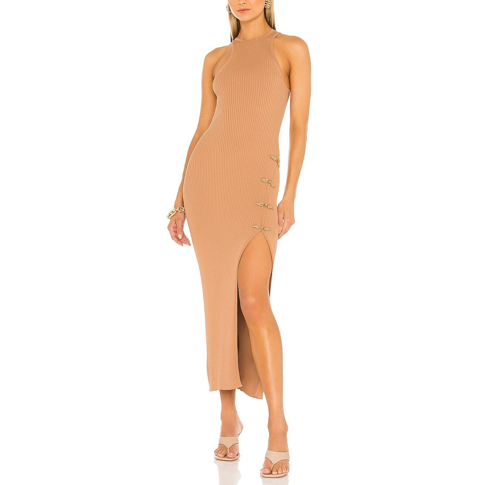 Sau Lee 'Parker' Brown Viscose Knit Dress Size 2