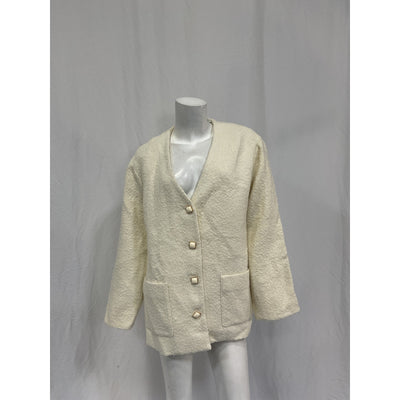 Astr The Label 'Maidy' White Wool Boucle V-Neck Coat Size S - NWT