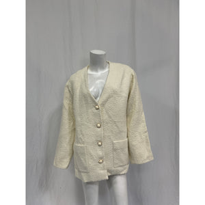 Astr The Label 'Maidy' White Wool Boucle V-Neck Coat Size S - NWT