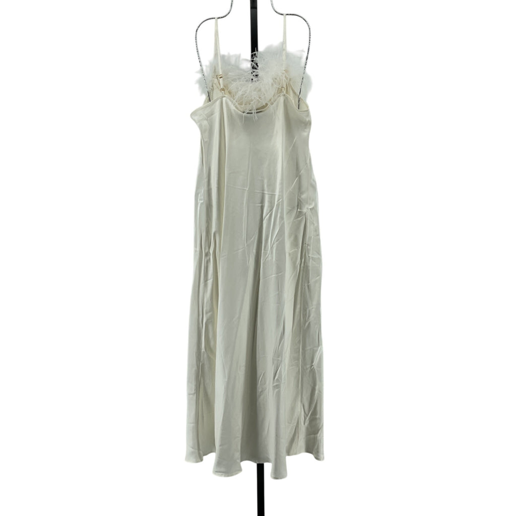 Sleeper 'Boheme' White Rayon Slip Dress With Feathers Size XL