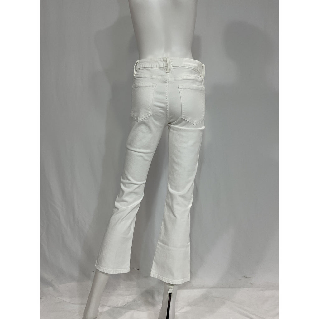 Frame 'Le Crop' White Stretch Mini Boot-Cut Denim Jeans Size 28