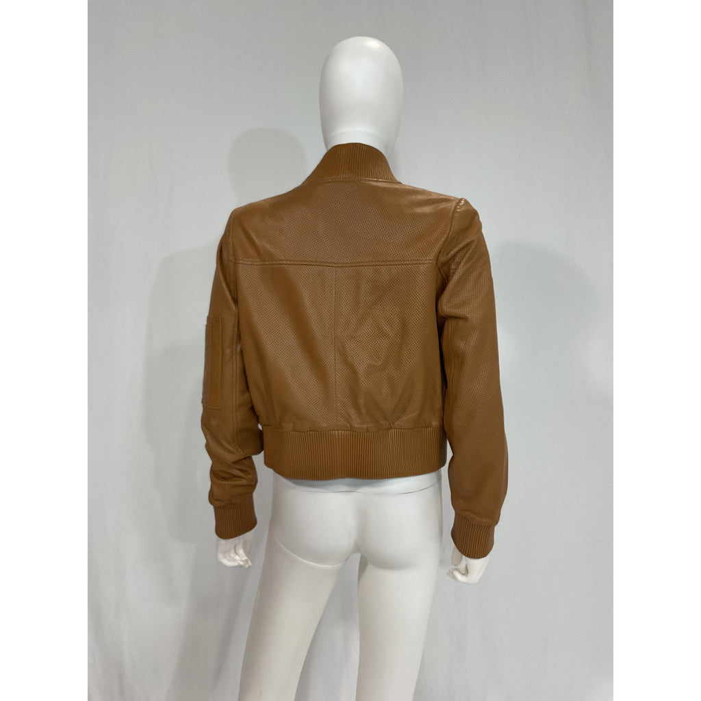 Walter Baker 'Hailey' Brown Leather Bomber Jacket Size S