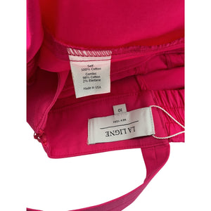 La Ligne Pleated Magenta Cotton Poplin Midi Dress Size 10