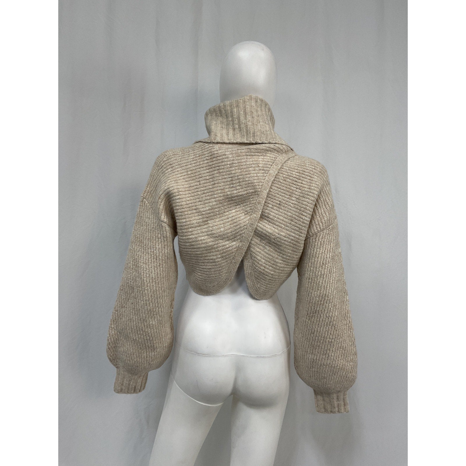Michael Costello x Revolve  'Safia' Cream Acrylic Peek A Boo Crop Sweater Size S
