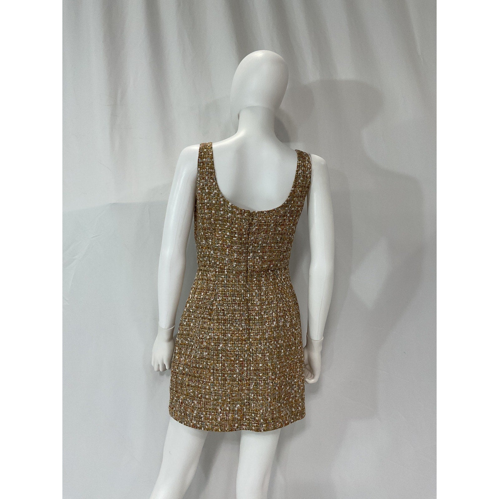 Self-Portrait 'Tinsel' Gold Boucle Minidress Size 6