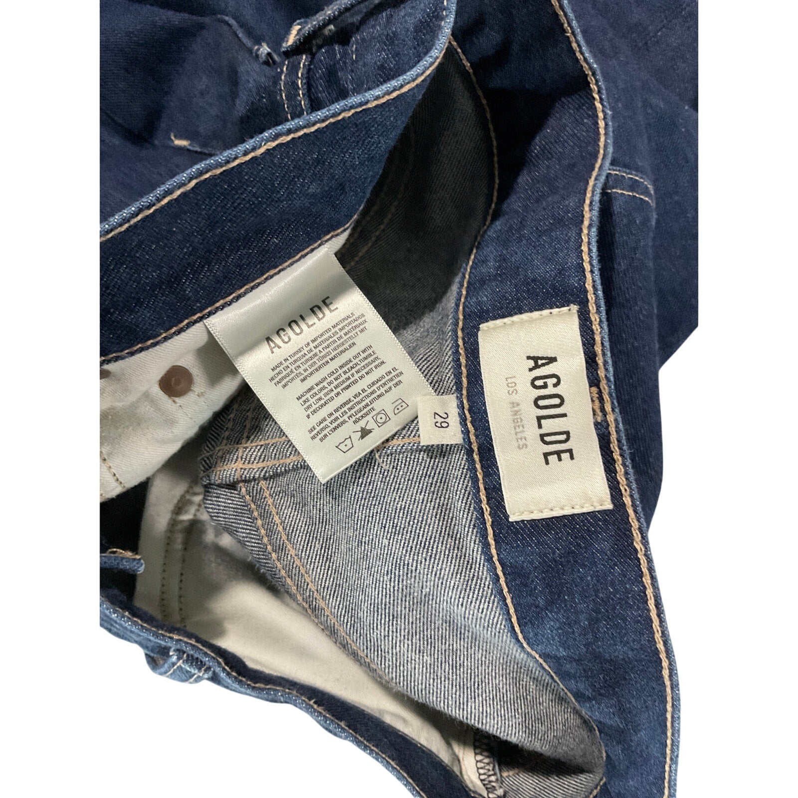 Agolde '90'S' Blue Cotton Pinch Waist High Rise Straight Jean Size 29