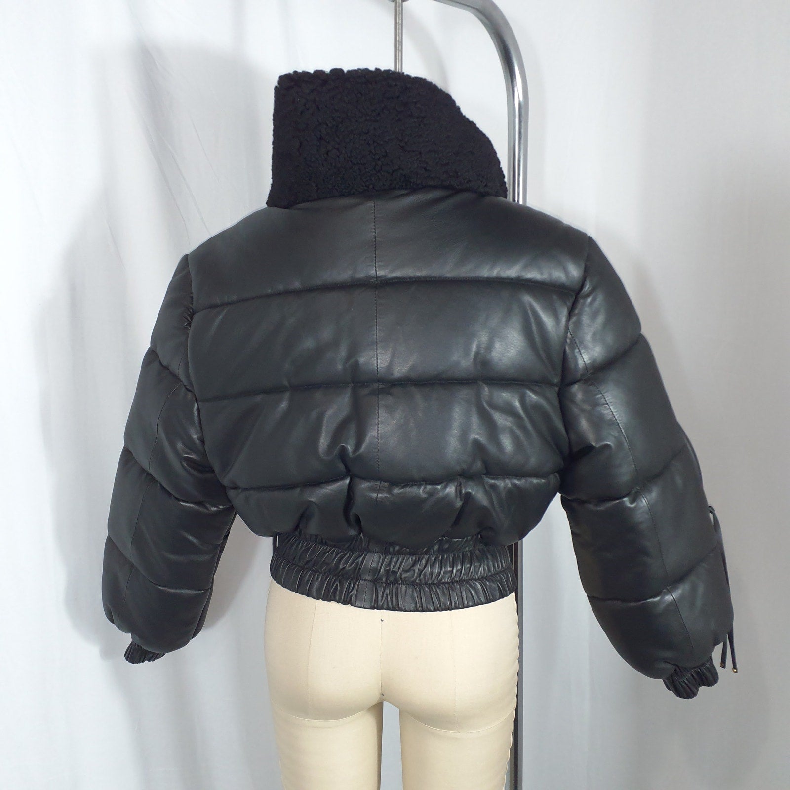 Retrofete 'Stevie' Black Leather Jacket Size S