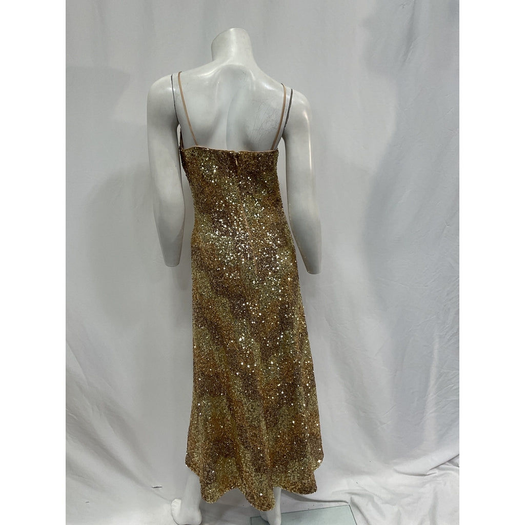 Halston 'Alesandra' Gold Polyester Dress Size 4