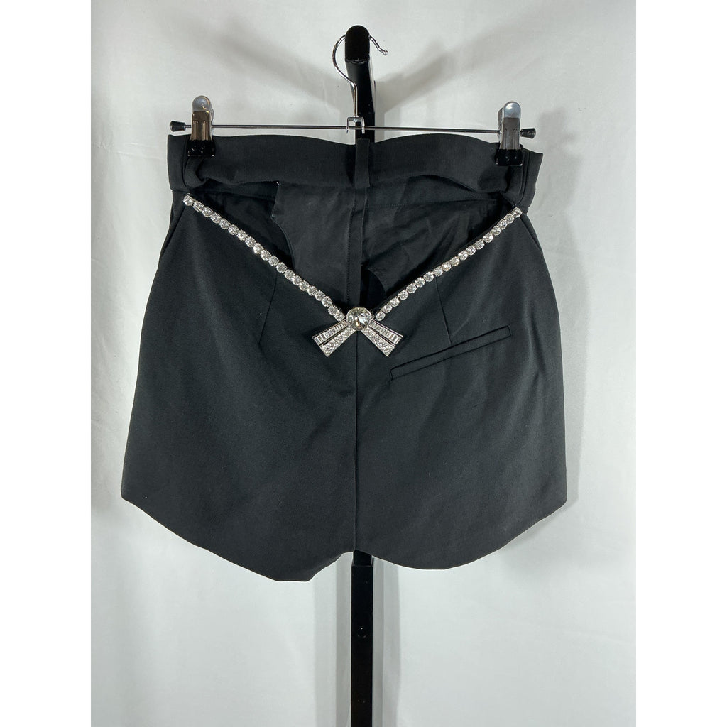 Area 'Deco' Black Wool Bow High Waisted Short Size 2