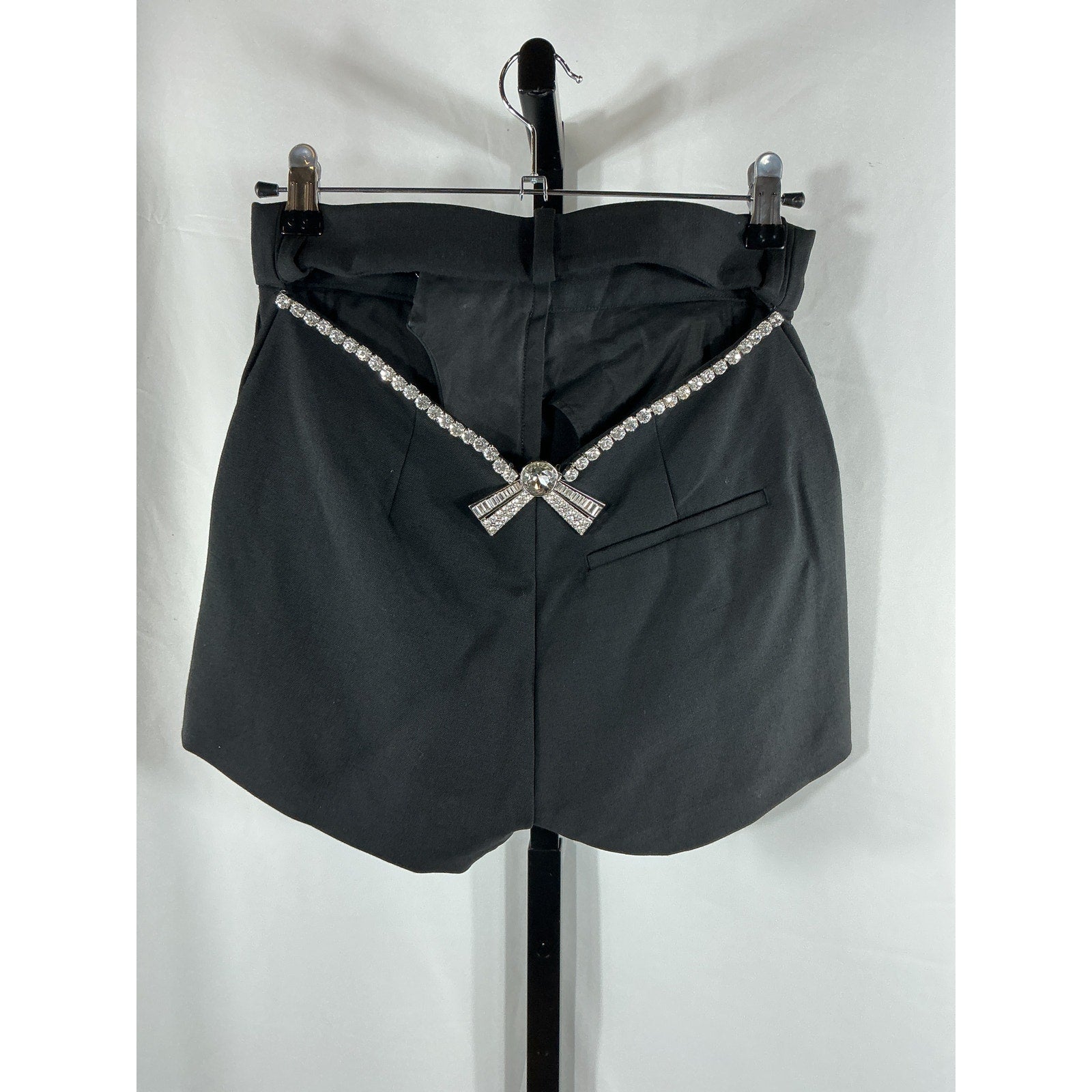 Area 'Deco' Black Wool Bow High Waisted Short Size 2
