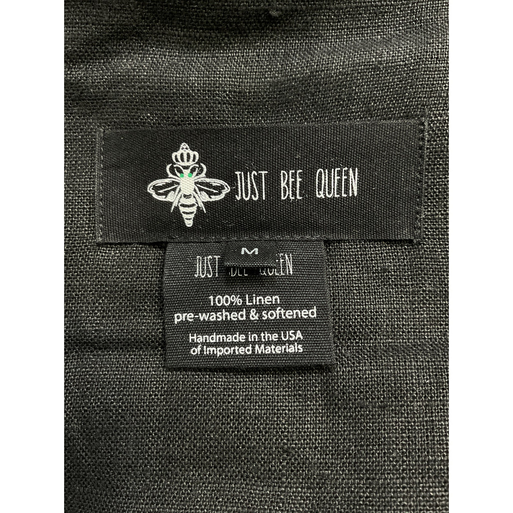 Just Bee Queen 'Sol' Black One Shoulder Linen Top Size M