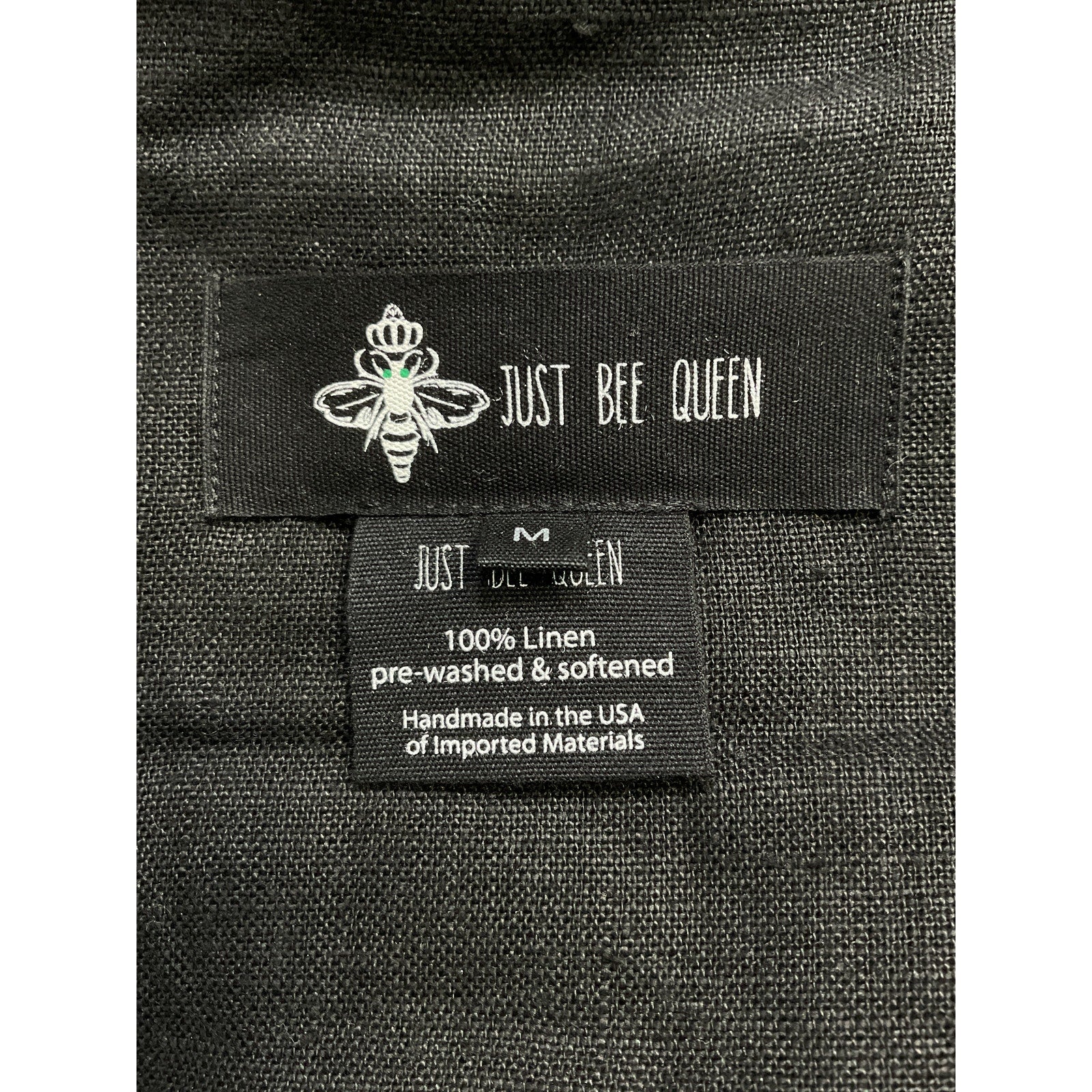 Just Bee Queen 'Sol' Black One Shoulder Linen Top Size M