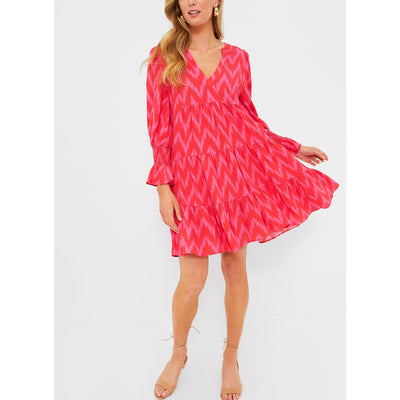 Kenzo 'Hot Dress' Pink Long Sleeve V Neck Dress Size M