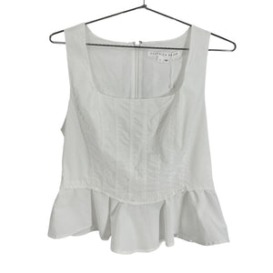 Veronica Beard Ruffled White Nikolette Top Size 6