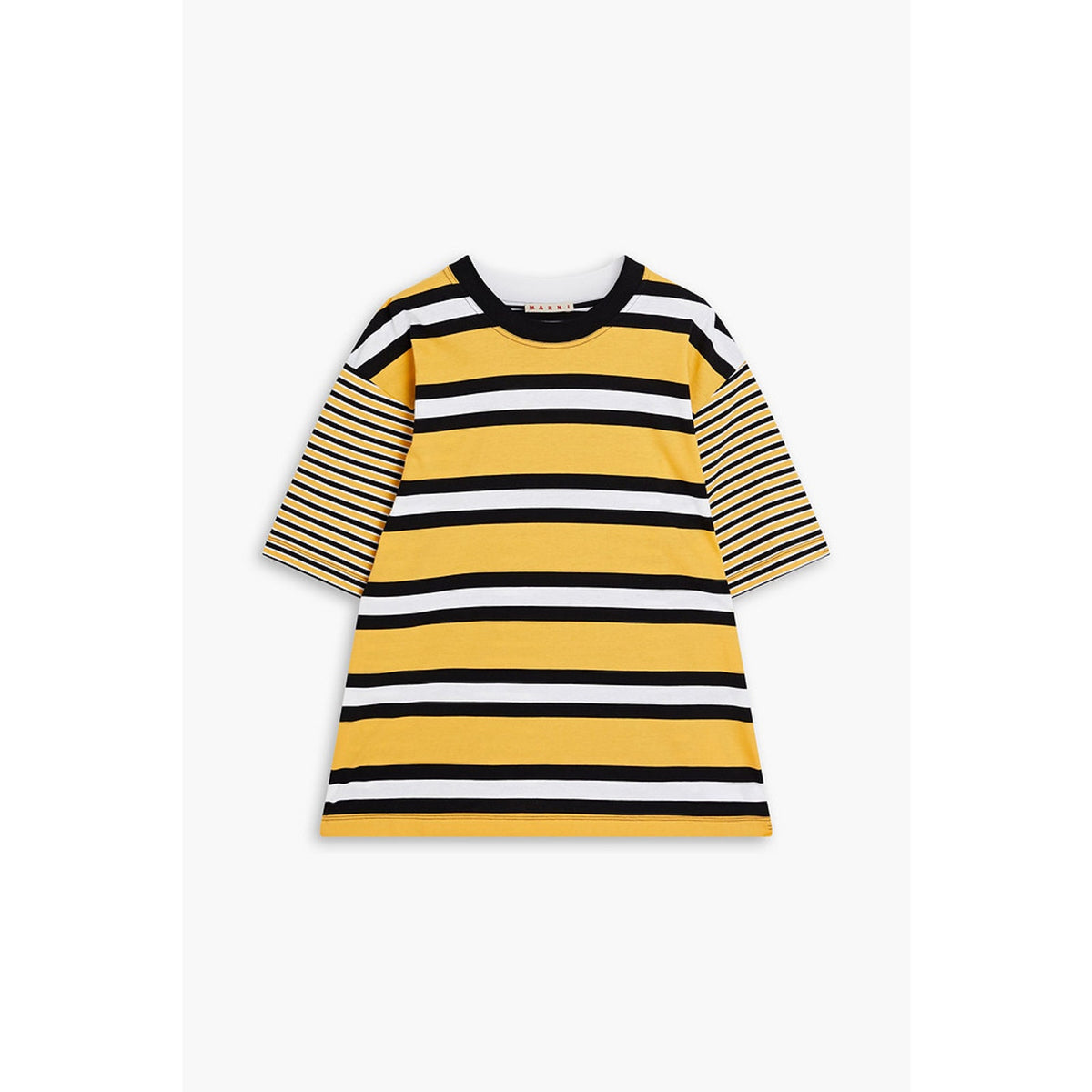 Marni Striped Yellow Cotton-Jersey Short Sleeve T-Shirt Size S