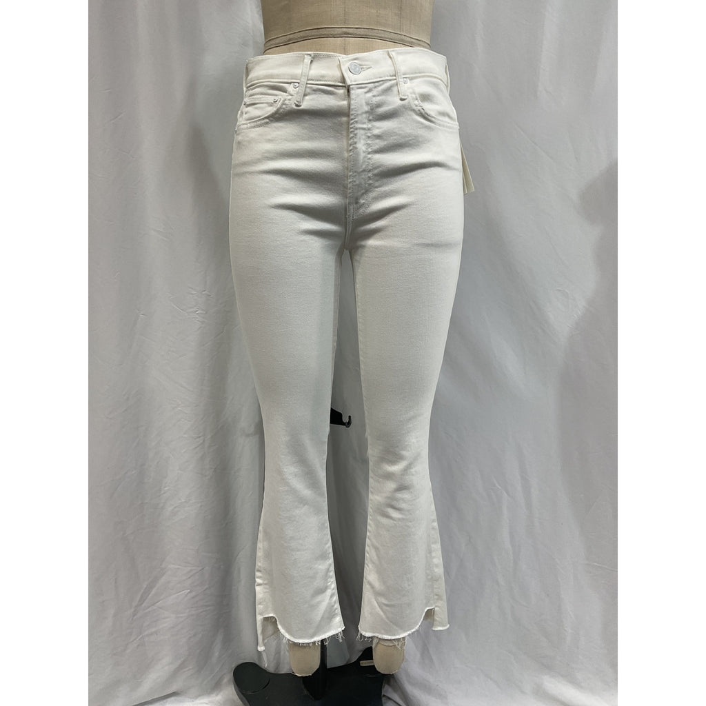 Mother Insider White Cotton Crop Step Fray Denim Jean Size 28 - NWT