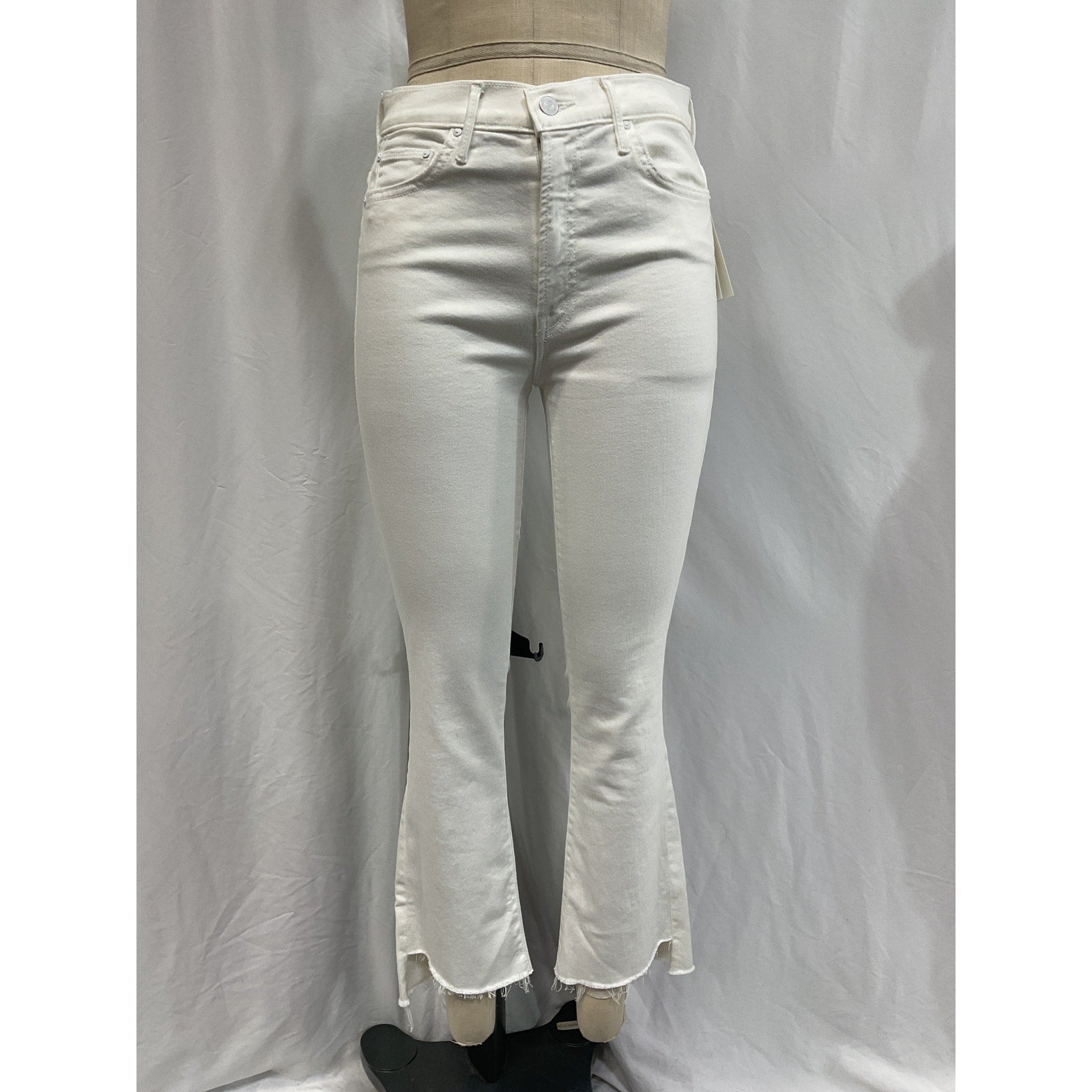 Mother Insider White Cotton Crop Step Fray Denim Jean Size 28 - NWT