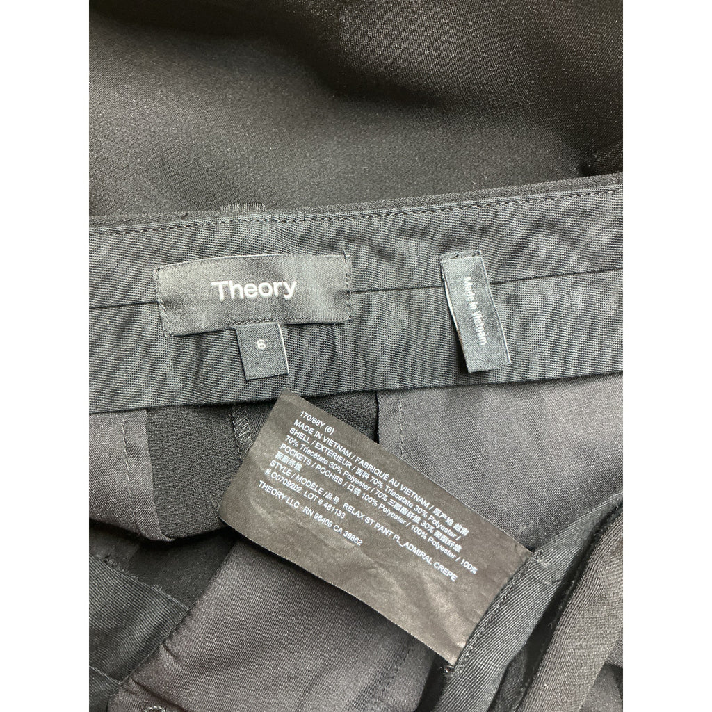 Theory Crepe Wide-Leg Black Triacetate Pants Size 6