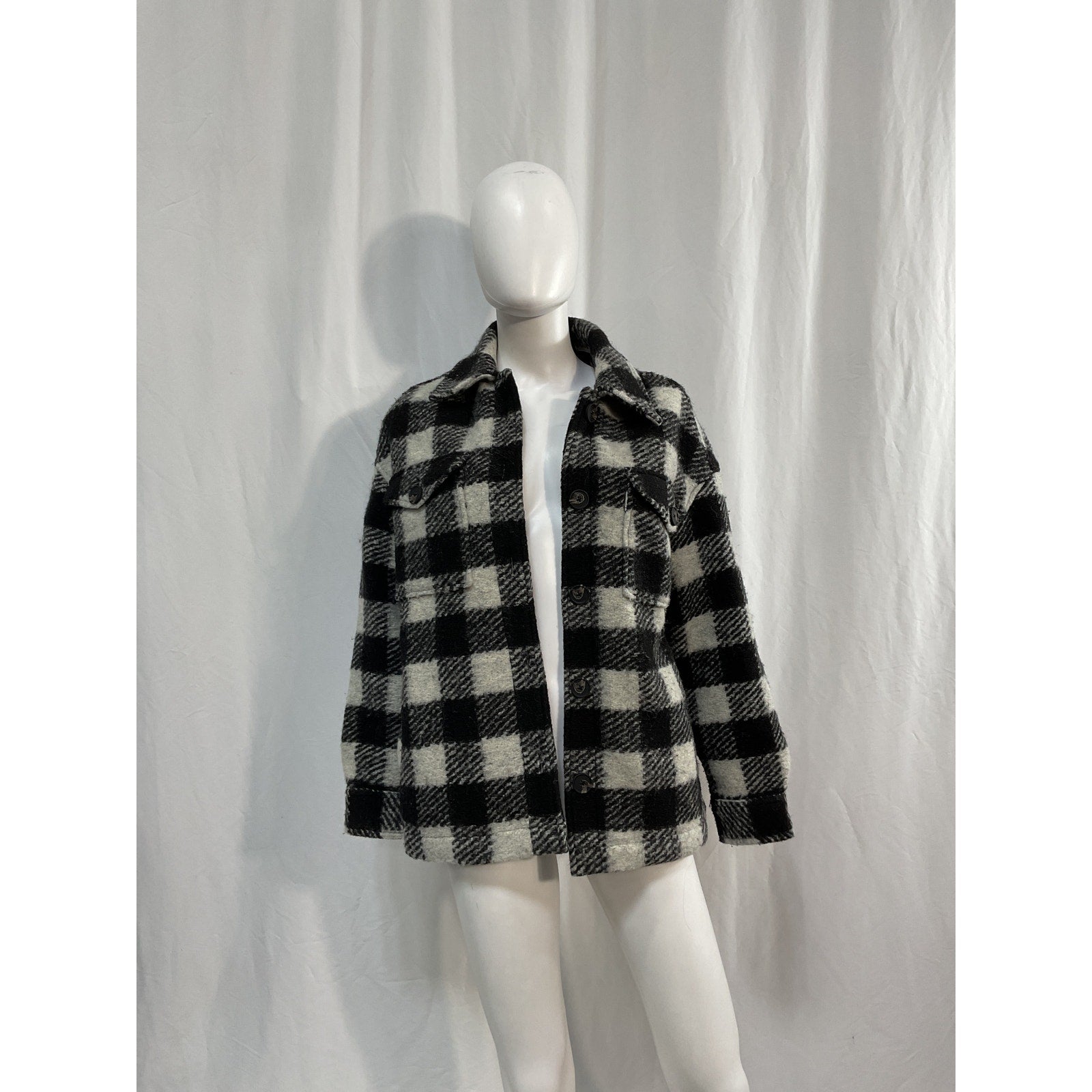 Allsaints 'Fenix' Black Wool Check Jacket Size 4