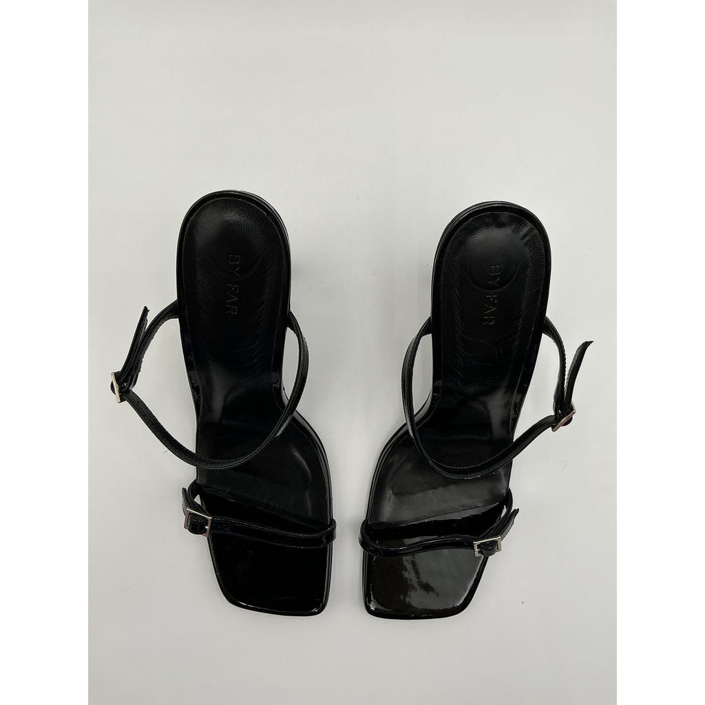 By Far 'Flick' Black Leather Heel Size 40