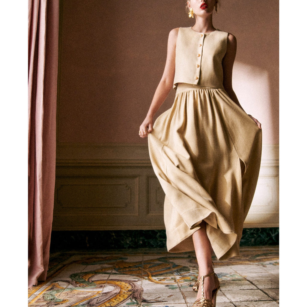 S�zane 'Sophie' Beige Viscose Skirt Size 34