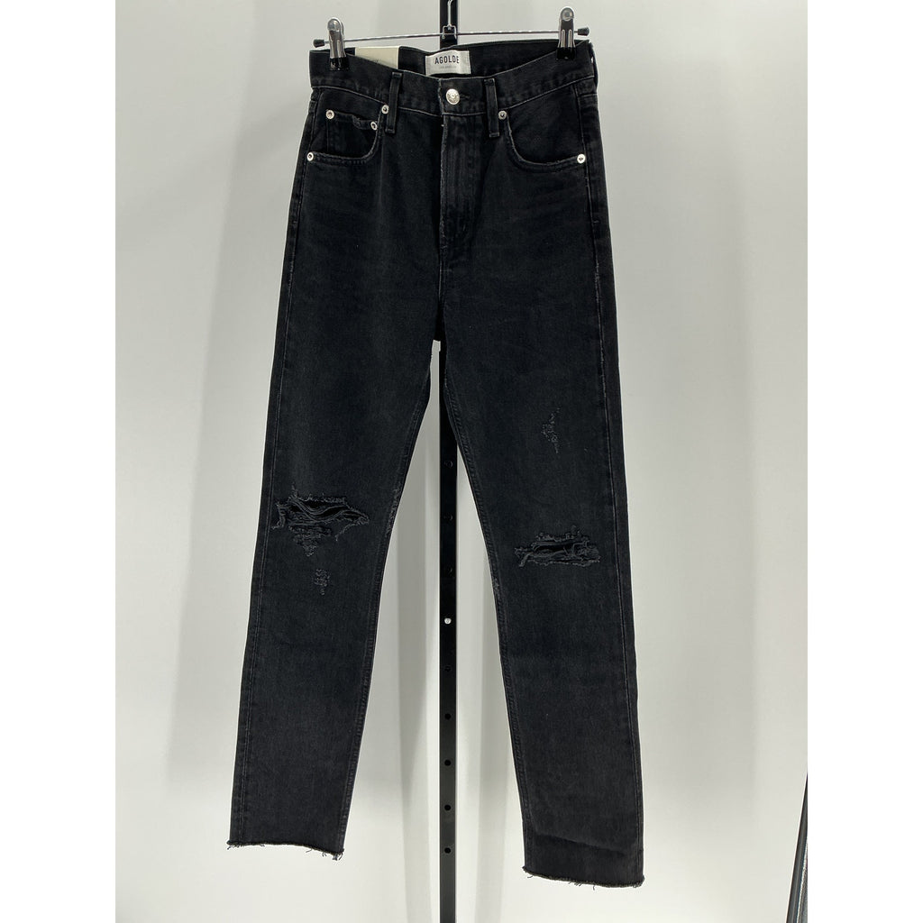 Agolde 'Cherie' Black Cotton High Rise Straight Size 24
