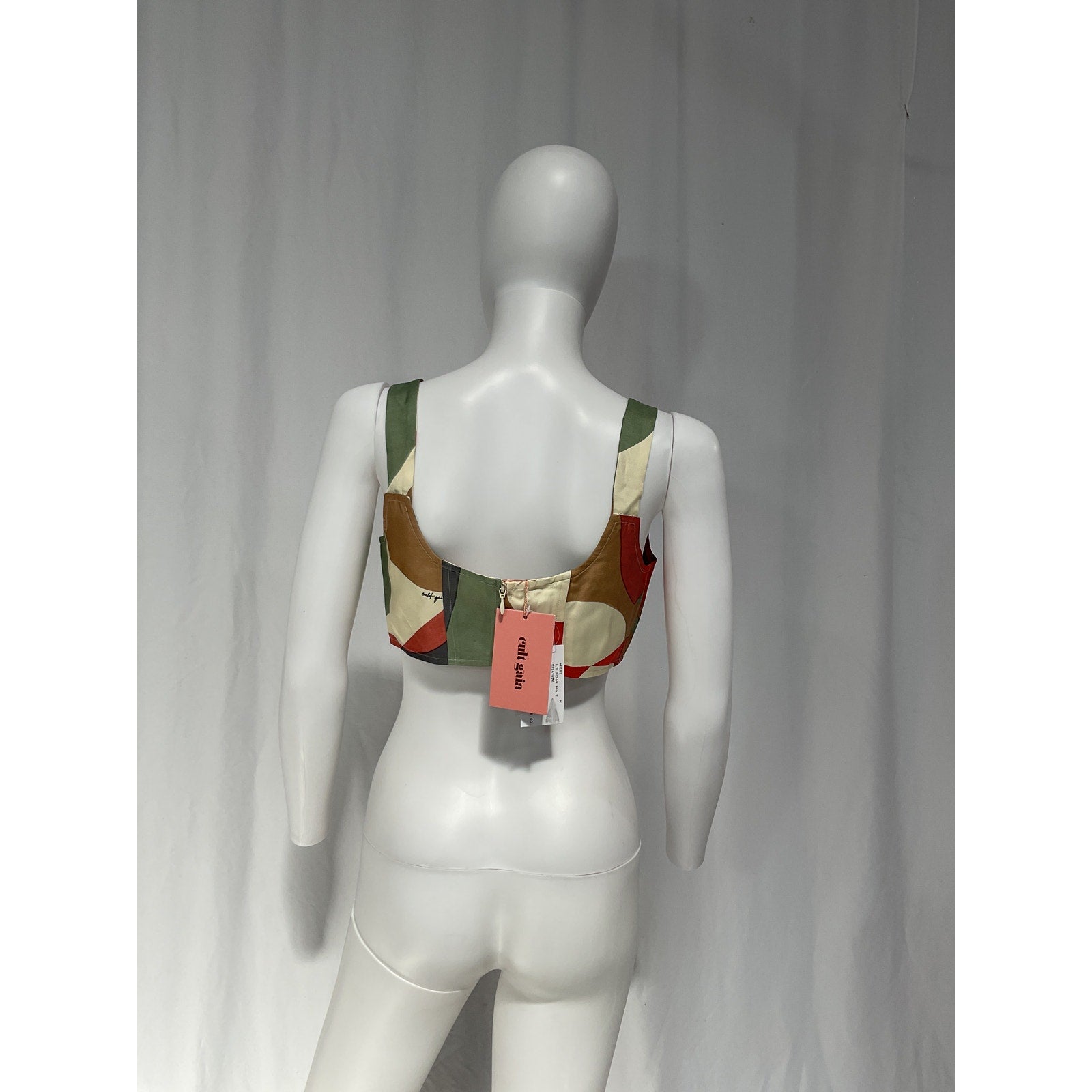 Cult Gaia 'Dylan' Green Silk-Blend Crop Top Size M - NWT