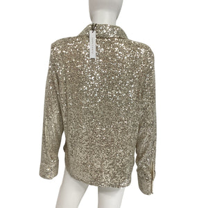 Sanctuary Sparkling Champagne Radiant Sequin Blouse Size M NWT