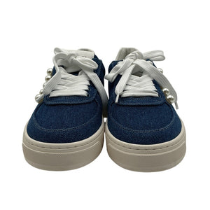 Stuart Weitzman Chic Blue Courtside Pearl Sneakers Size 6