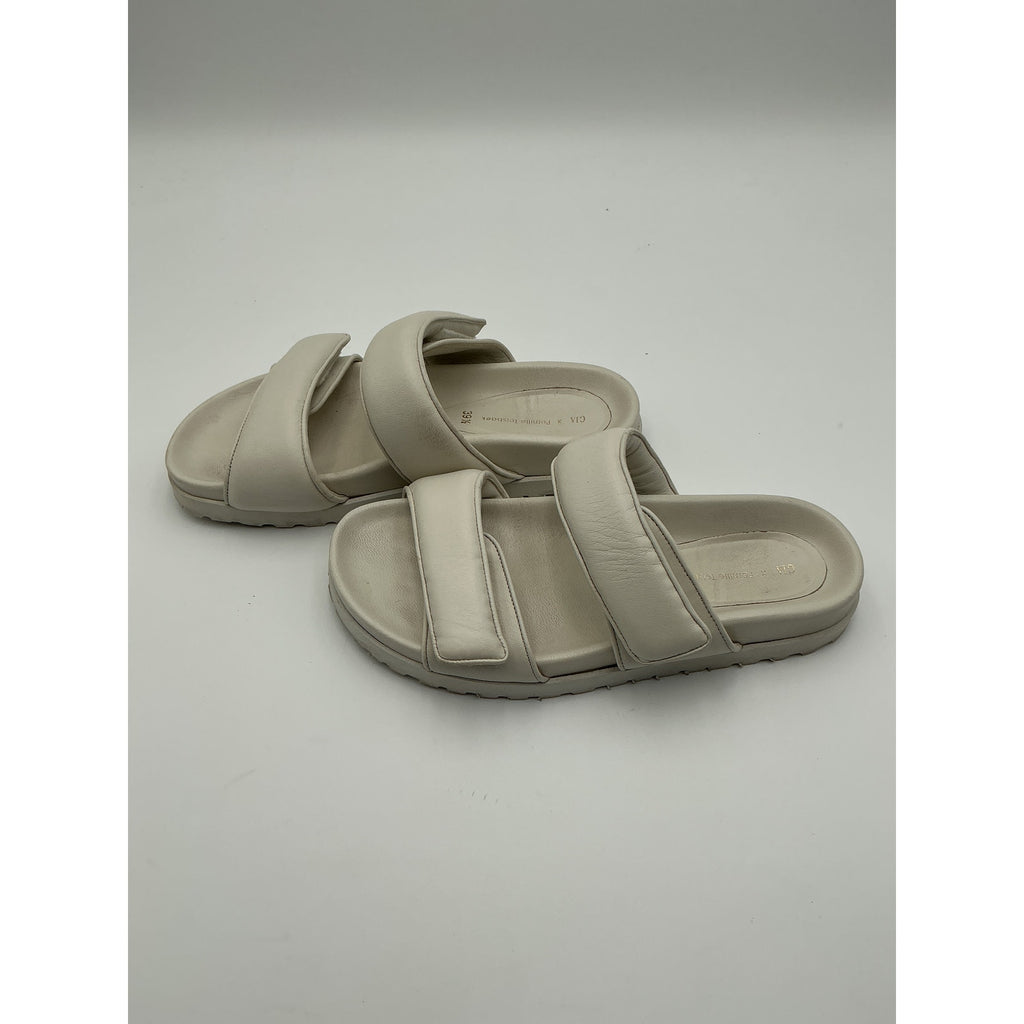 Gia Borghini X 'Pernille' White Teisbaek Leather Platform Sandal Size 9.5