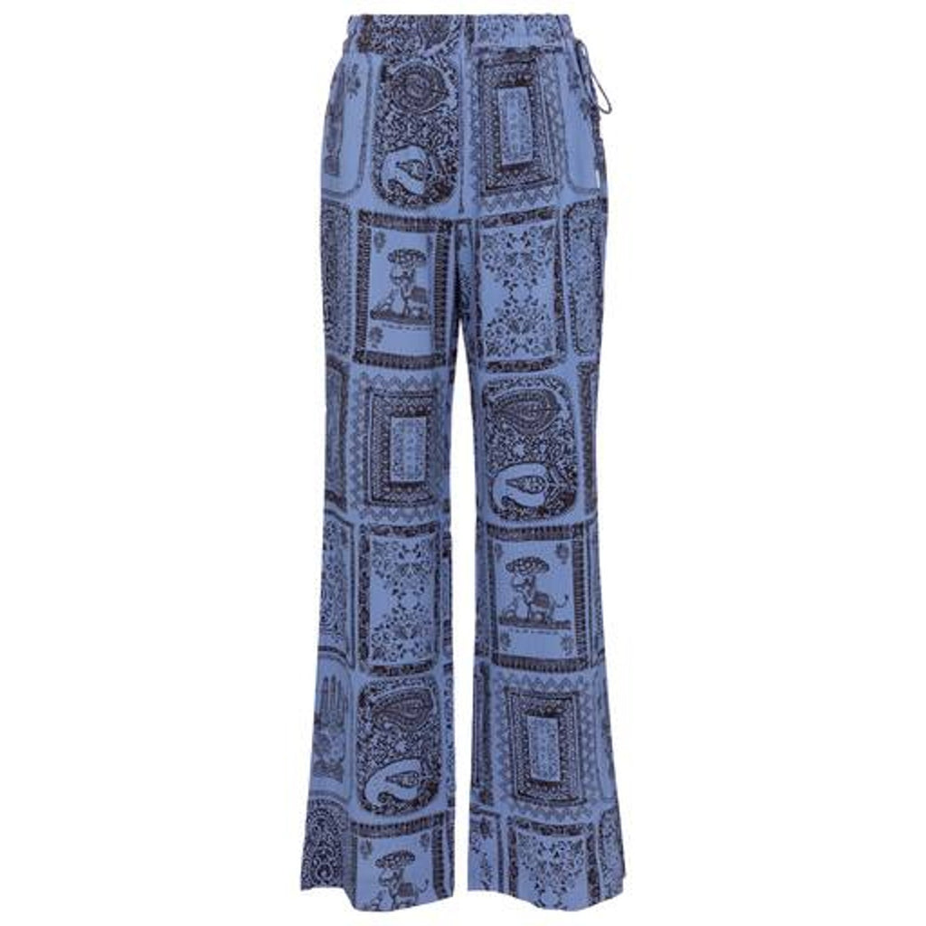 Acne Studios Printed Blue High-Rise Wide-Leg Pants Size 32