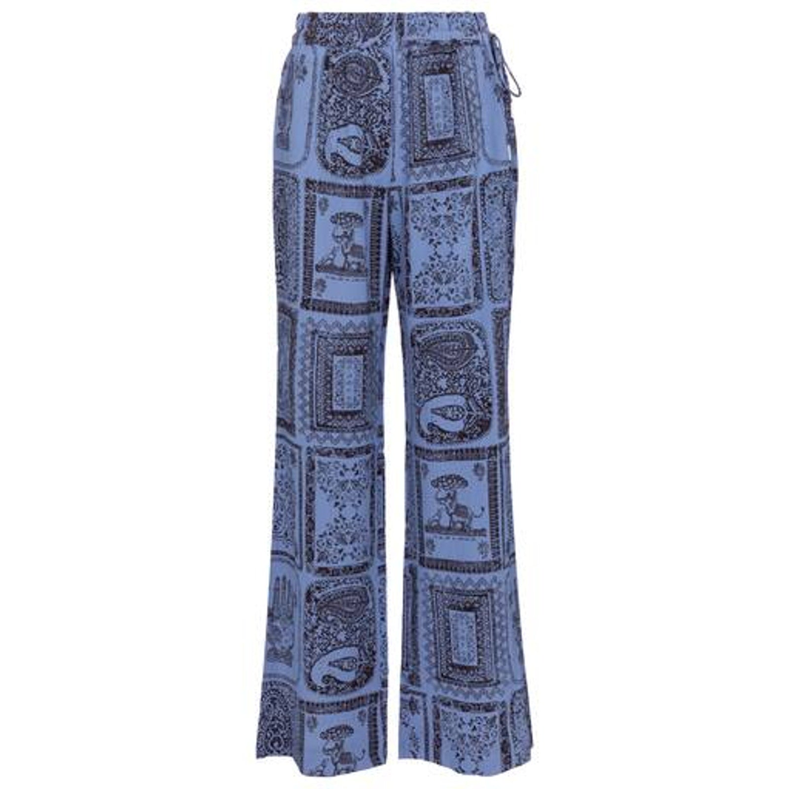 Acne Studios Printed Blue High-Rise Wide-Leg Pants Size 32