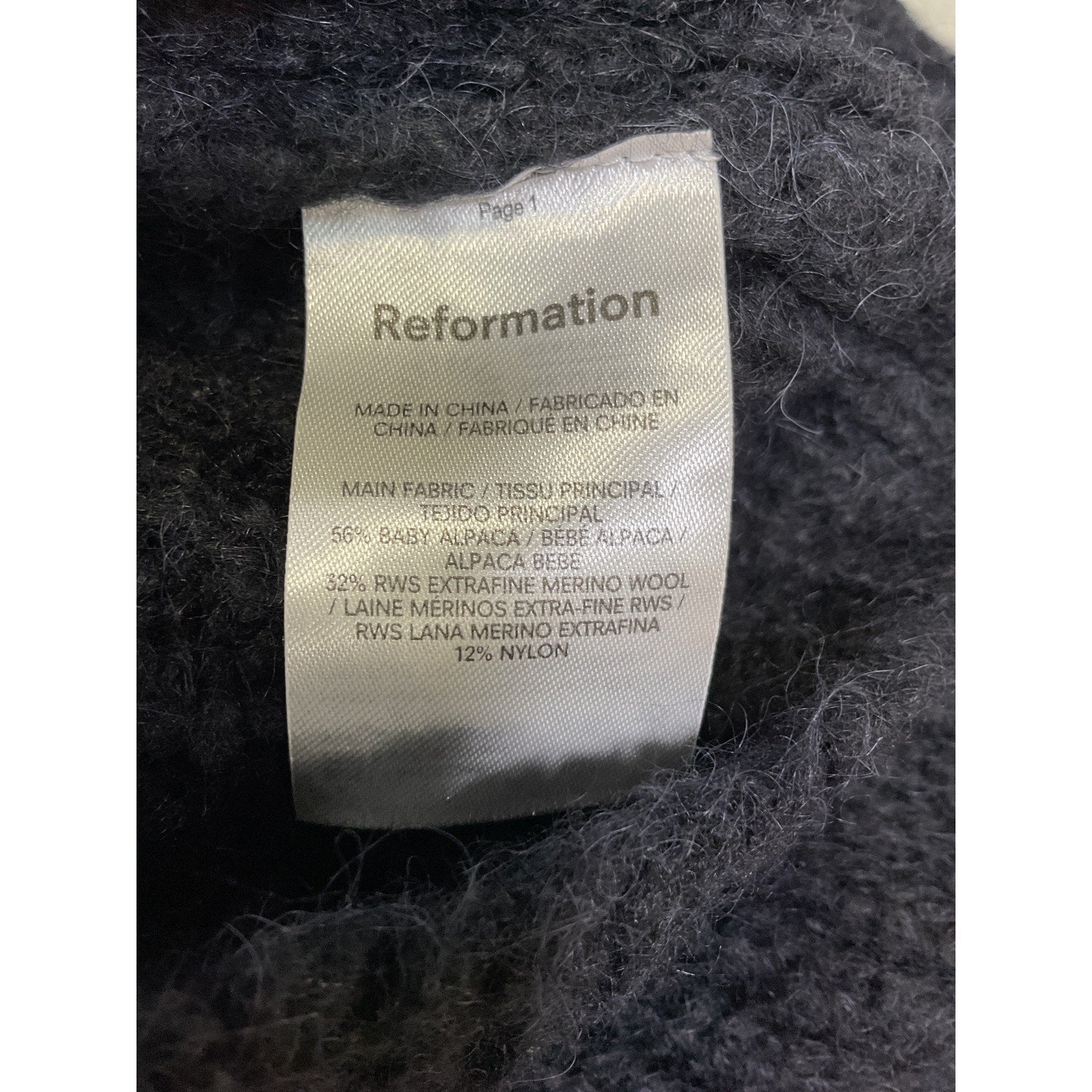 Reformation 'Jayne' Black Foldover Sweater Mini Dress Size XS