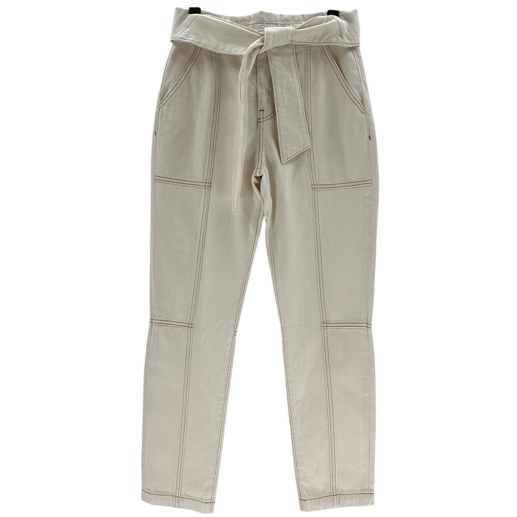 Jonathan Simkhai Standard Beige Cotton Tie Waist Denim Cargo Pants Size 26