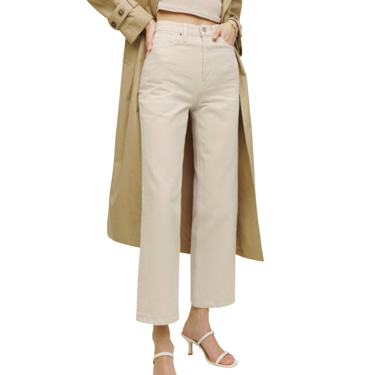 Reformation Wide Leg Beige Wilder Denim Jeans Size 27
