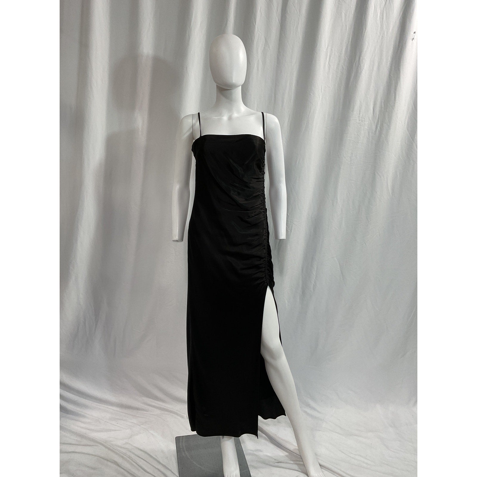 Shona Joy 'Thalia' Black Satin Midi Dress Size 4