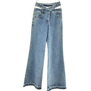 Monse Crisscross Blue Wide Leg Denim Jeans Size 2