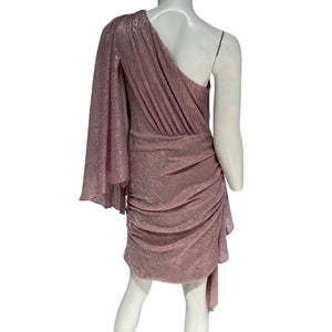Patbo Shimmering Blush One-Shoulder Ruched Mini Dress Size 6