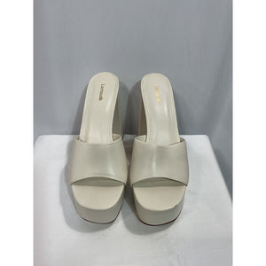 Larroude 'Dolly' White Leather Mule Size 10