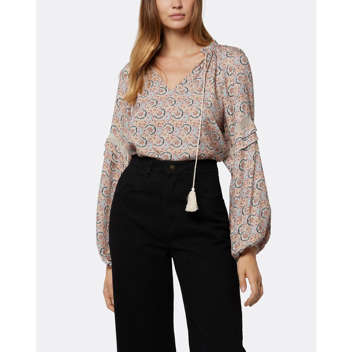 Joie 'Ogdine' Brown V Neck Long Sleeve Top Size S