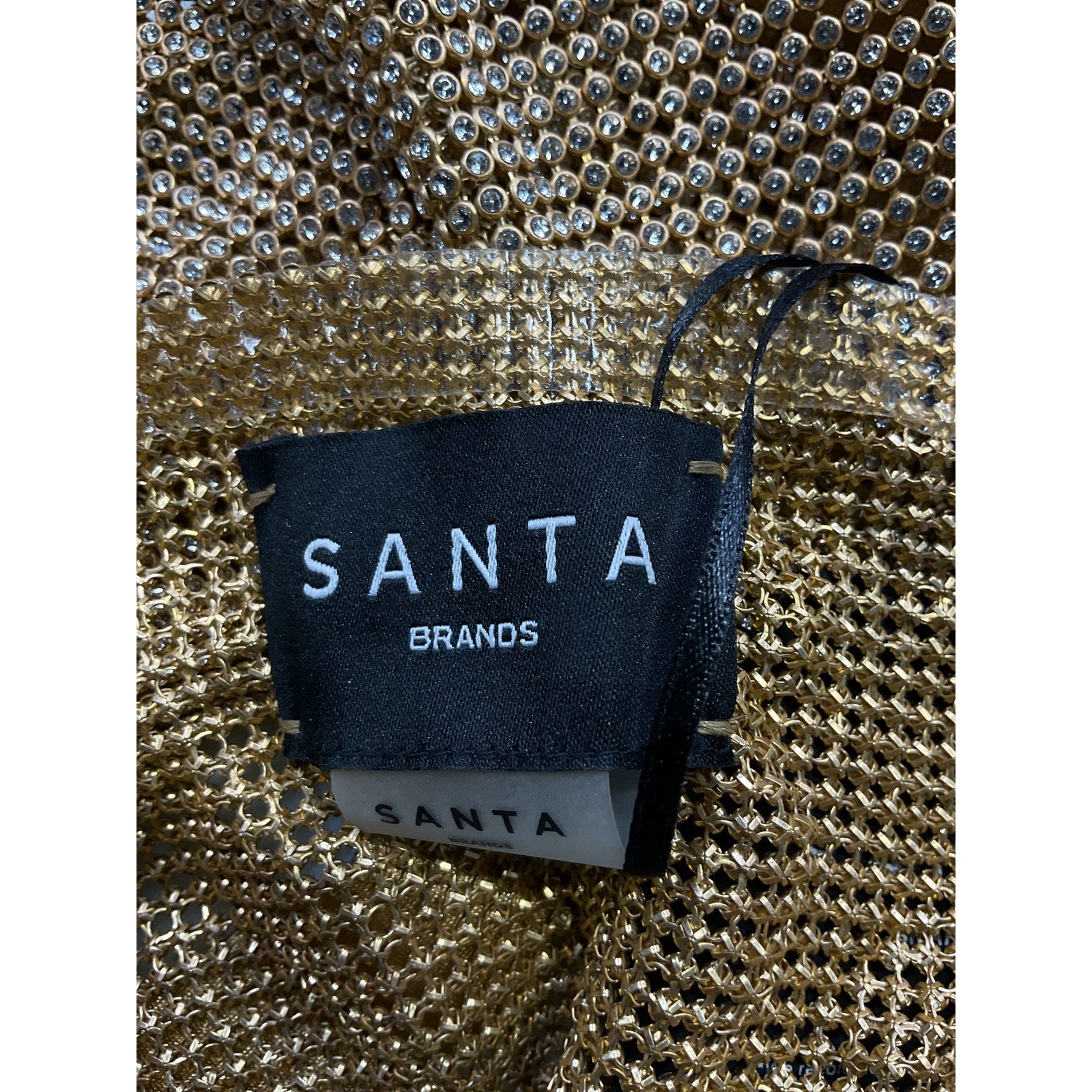 Santa Brands 'Cropped' Gold Rhinestone Embellished Top Size OS - NWT