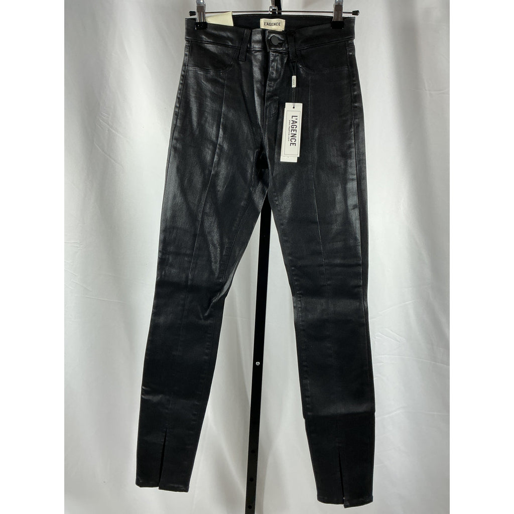 L'Agence 'Jyothi' Black Cotton High Rise Split Ankle Denim Jean Size 25