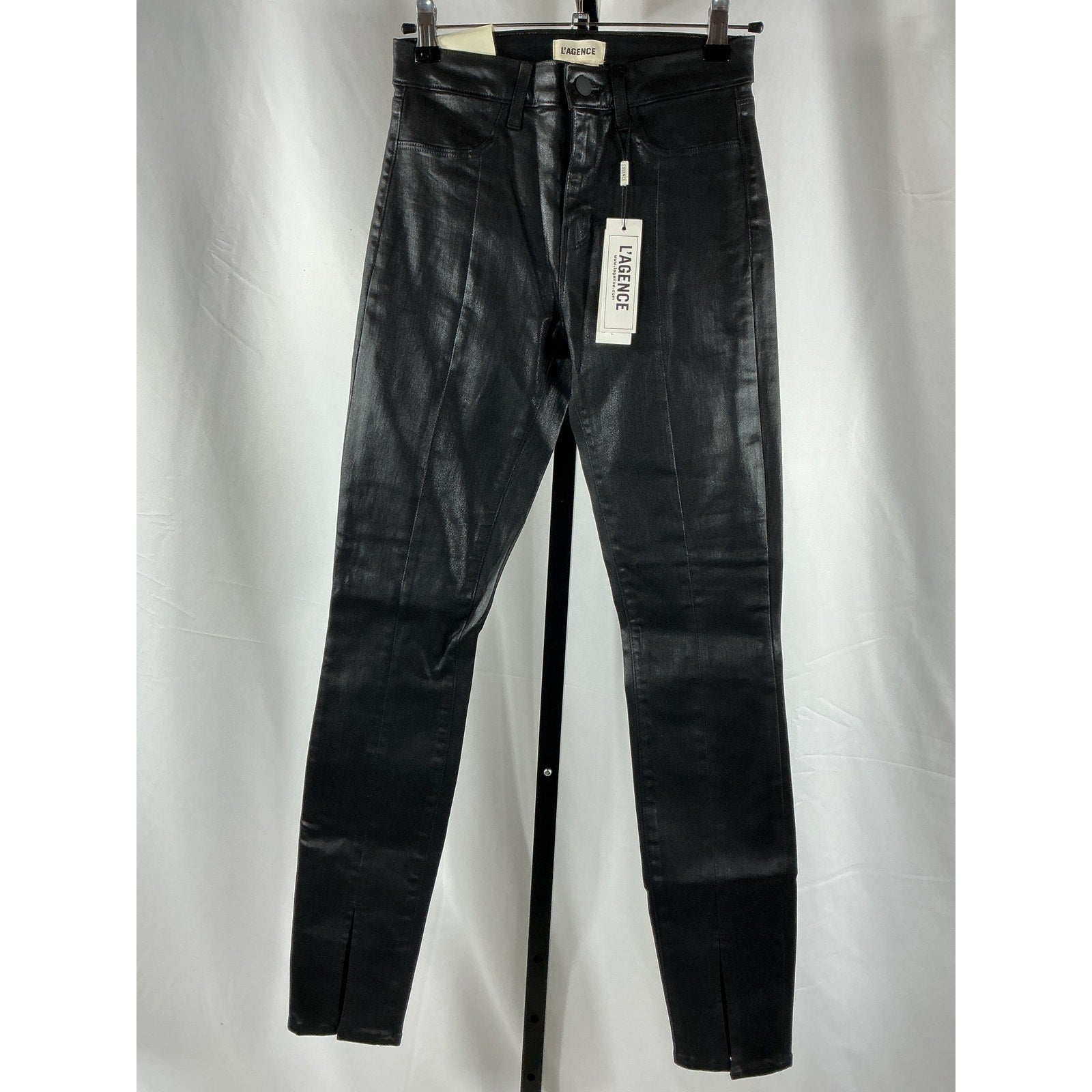 L'Agence 'Jyothi' Black Cotton High Rise Split Ankle Denim Jean Size 25