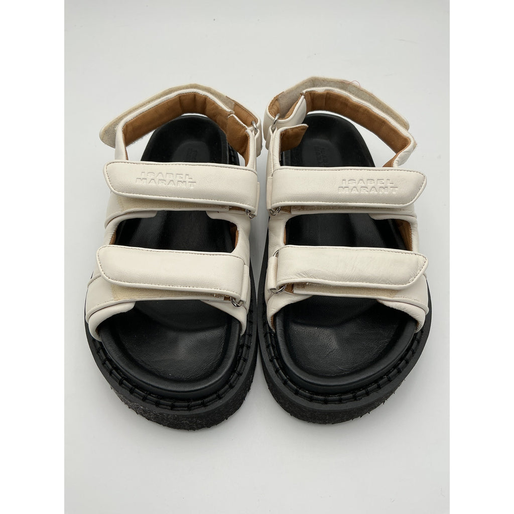 Isabel Marant 'Madee' White Leather Padded Sandal Size 36